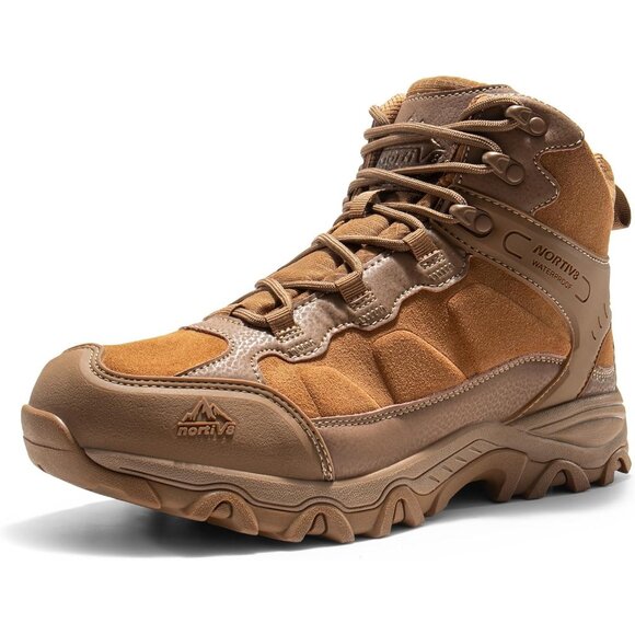 NORTIV 8 Men\'s Waterproof Hiking Boots Mid Trekking Mountaineering Shoes Coyote